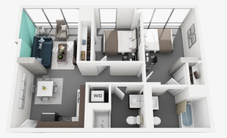 Two Bedroom, Two Bathroom - Uchicago Campus North Apartment, HD Png Download, Transparent PNG