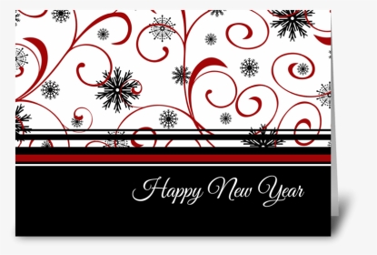 Happy New Year Red Black And White Greeting Card - Black And Red Happy New Years, HD Png Download, Transparent PNG