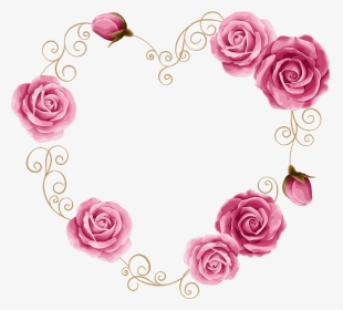 #roses #swirls #heart #gold #wreath #border #frame - Transparent Background Wedding Invitation Love Flower, HD Png Download, Transparent PNG