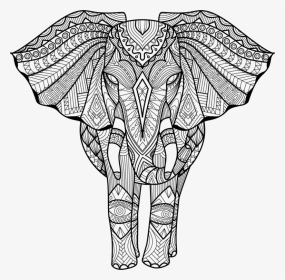 Mandala De Elefante Pdf - Elephant Zentangle Art, HD Png Download, Transparent PNG