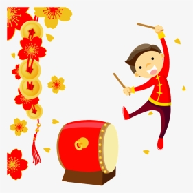 Knocking Drums To Welcome New Year Element Design - Chinese New Year Celebration Clipart, HD Png Download, Transparent PNG