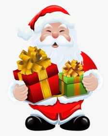 Clipart Santa Profile - Santa Claus With Gifts, HD Png Download, Transparent PNG