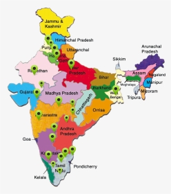 Service Center - India Map 29 States Name, HD Png Download, Transparent PNG