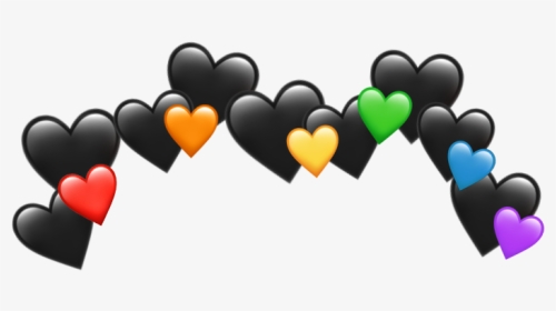 #emoji #black #rainbow #hearts #crown #✨🖤❤️🧡💛💚💙💜✨ - Rainbow Heart Black Emoji, HD Png Download, Transparent PNG