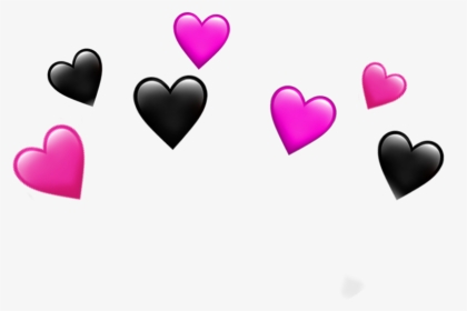 #crown #heart #hearts #emoji #black #pink #purple #kawaii - Heart, HD Png Download, Transparent PNG
