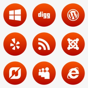 Social Media Icon In Style Flat Circle White On Red - Social Media Icons, HD Png Download, Transparent PNG