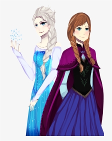 Anna Drawing Queen Elsa - Anime Frozen Elsa And Anna, HD Png Download, Transparent PNG