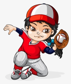 Cartoon Boy Baseball Clipart Clip Black And White Library - Girl Baseball Player Clip Art, HD Png Download, Transparent PNG