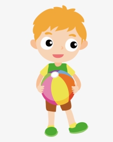 Vector Royalty Free Library Clip Art Holding The - Boy With Ball Clipart, HD Png Download, Transparent PNG