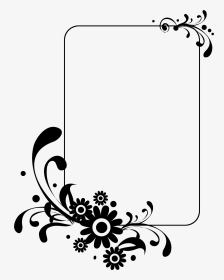 Flower Frame Clip Art - Flowers Border Frame Design Black And White, HD Png Download, Transparent PNG
