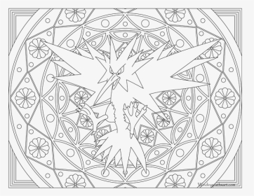 Zapdos Drawing Black And White - Zapdos Legendary Pokemon Coloring Pages, HD Png Download, Transparent PNG