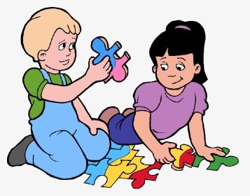 Puzzle Clipart Cartoon - Kids Playing With Puzzles Clipart, HD Png Download, Transparent PNG