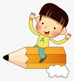 Pencils Drawing Boy - Boy Sitting In A Pencil, HD Png Download, Transparent PNG