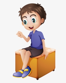 Pen Clipart Boy - Boy Sitting On Chair Clipart, HD Png Download, Transparent PNG