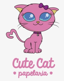 Cute Cat Papelaria - Cartoon, HD Png Download, Transparent PNG