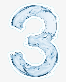 Water Splash Font Number 3 Sticker - 3 Made Of Water, HD Png Download, Transparent PNG