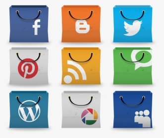 Social Media Icons In Shopping Bag By Kudah-d6qj8e1 - Social Media Online Shop, HD Png Download, Transparent PNG