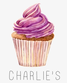 Graphic Library Transparent Watercolours Cupcake - Pink Purple Cupcake Watercolor, HD Png Download, Transparent PNG