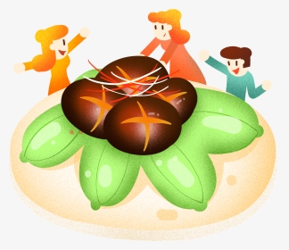 年夜饭香菇油菜插画图片 - Bánh, HD Png Download, Transparent PNG