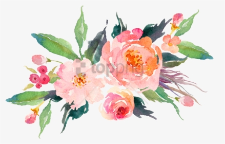 Watercolor Flowers Png Peach Transparent Image With - Transparent Background Watercolor Flowers Png, Png Download, Transparent PNG