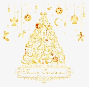 Merry Christmas Tree Gold, HD Png Download, Transparent PNG