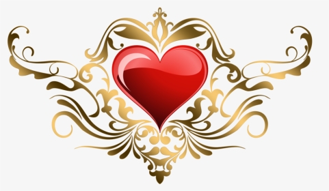 Transparent Corner Designs Png - Love Transparent Background Gold Heart, Png Download, Transparent PNG