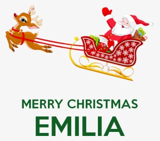 Merry Christmas Emilia - Transparent Santa Claus Sleigh, HD Png Download, Transparent PNG