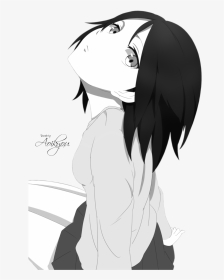 Sad Anime Png - Anime Girl Fanart Black, Transparent Png, Transparent PNG