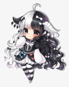 Evil Anime Png - Anime Girl Black And White Hair, Transparent Png, Transparent PNG