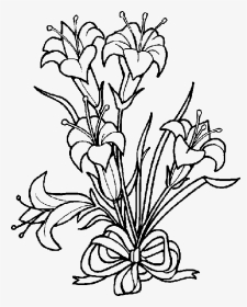 Easter Flower Border Black And White Clipart Banner - Lilies Clipart Black And White, HD Png Download, Transparent PNG