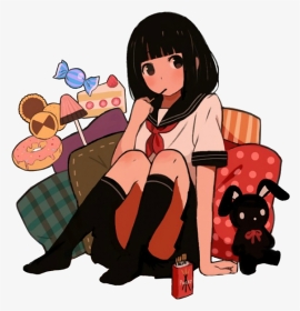 Anime Girl With Sweets, HD Png Download, Transparent PNG