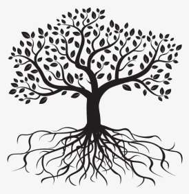 Clip Black And White Tree With Png - Silhouette Tree With Roots, Transparent Png, Transparent PNG