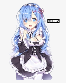 Maid Outfit Blue Hair Maid Anime Girl, HD Png Download, Transparent PNG