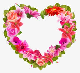 Heart Flower S Day - Background Heart Of Flowers, HD Png Download, Transparent PNG