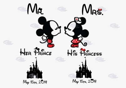 Mr Mrs Little Mickey Minnie Mouse Kiss His Princess - Minnie Y Mickey Png, Transparent Png, Transparent PNG