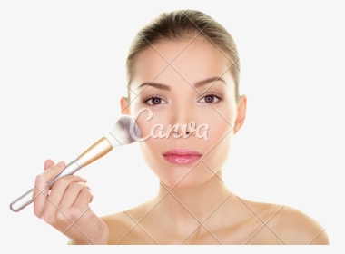 Transparent Put On Makeup Clipart - Brush Makeup Face Girl, HD Png Download, Transparent PNG