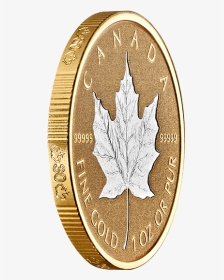 Maple Leaf Png Gold Oz Pure Coin - Coin, Transparent Png, Transparent PNG