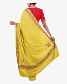 Yellow Aari Embroidered Georgette Saree - Silk, HD Png Download, Transparent PNG