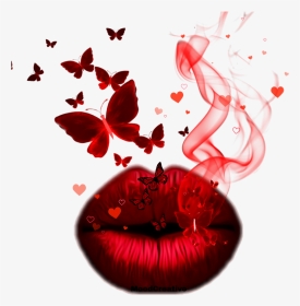 #lips #red #smoke #butterflies #freetoedit - Smoke, HD Png Download, Transparent PNG