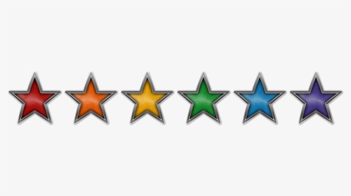 Six Lgbt Pride Rainbow-colored Stars With Chrome Frames - 2 Star Rating Icon, HD Png Download, Transparent PNG