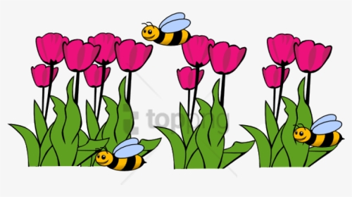 Spring Season Clipart Png - Bee And Flowers Clipart, Transparent Png, Transparent PNG