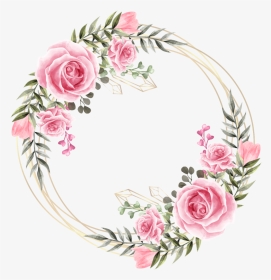 #rose #circle #flower #floral #frame #gold #glitter - Flower, HD Png Download, Transparent PNG