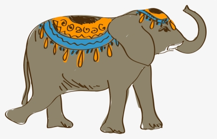 Bath Drawing Elephant - Cartoon Asian Elephant Drawing, HD Png Download, Transparent PNG