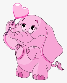Pink Love Elephant Png Clipart - Pink Elephant Cartoon Png, Transparent Png, Transparent PNG
