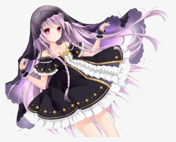 Purple Haired Anime Girl Black Outfit, HD Png Download, Transparent PNG