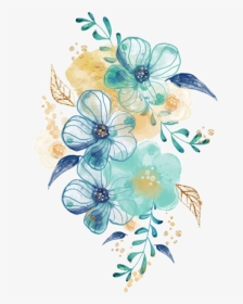 #watercolor #flowers #floral #bouquet #blue #teal #turquoise - Transparent Teal Watercolor Flowers, HD Png Download, Transparent PNG