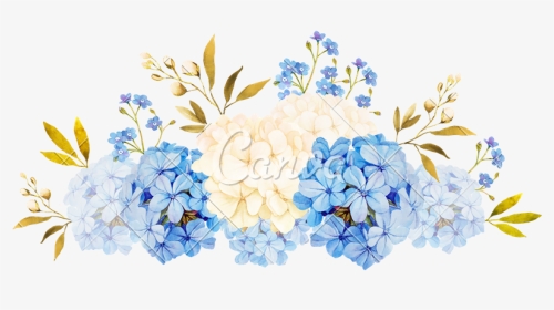 Blue White Jadmine, Hydrangea, Rose Flowers Wedding - Blue Flower Watercolor Png, Transparent Png, Transparent PNG