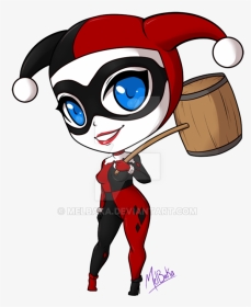 Clipart Black And White Harley Drawing Cartoon - Harley Quinn Drawing Chibi, HD Png Download, Transparent PNG