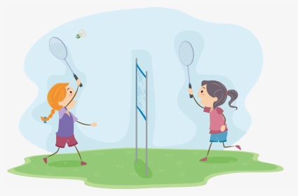 Colors Clipart Badminton - Play Badminton Cartoon, HD Png Download, Transparent PNG