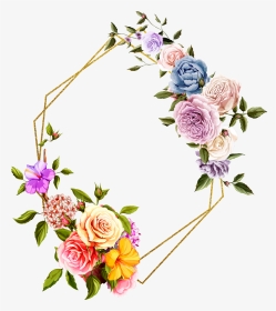 #rose #square #flower #floral #frame #gold #glitter - Garden Roses, HD Png Download, Transparent PNG
